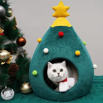 Vianočný Strom Pre Mačky Zimné Teplej Posteli Spí Psa, Mačku Domu Hniezdo Mäkké Chovateľskej Stanice Pre Malé Spoločenské Šteňa Vankúš Jaskyňa Pet Produktov