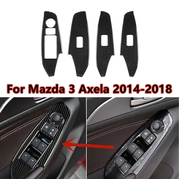 Nový ABS Uhlíkových Vlákien Vnútorné Dvere, Okno, výťah Prepnúť Panel Kryt Výbava Pre Mazda 3 Axela 2014 2015 2016 2017 2018