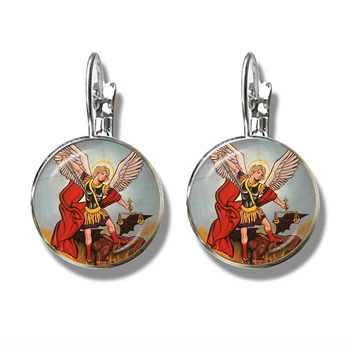 Francúzsky Háčik Náušnice Archanjela St. Michael Chrániť Mi Saint Štít Na Ochranu Kúzlo Ruskej Orhodox Šperky Pre Ženy, Dar Svätého