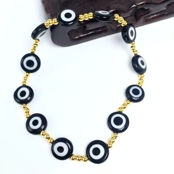 Zlé Oko Náramok, Ručne tkané s 4 mm kovové korálky Ženy Nastaviteľné Lano Pletená Perličiek Náramky Šperky Emo