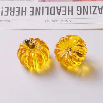 DoreenBeads 3D Živice Halloween Charms Žltá Oranžová Tekvica Prívesky Pre DIY Náhrdelník Šperky Čo Zistenia 22 mm x 20 mm, 2 Ks