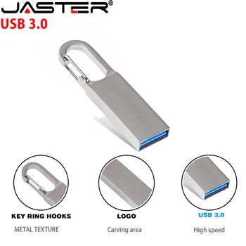 JASTER vysokorýchlostné USB 3.0 Flash Disky 128 GB Mini Kovové Memory Stick 64 GB Voľného Vlastné Logo Pero Disk 32GB Strieborná USB kľúč 16GB